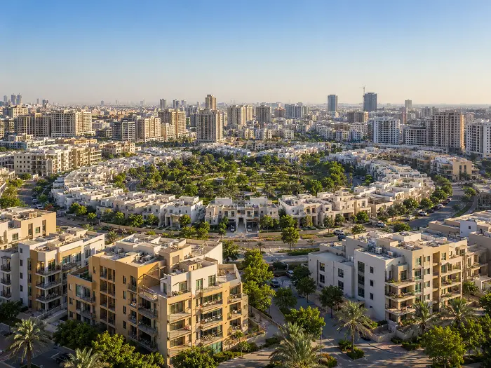 Mid-rise residential buildings and townhouses in Jumeirah Village Circle