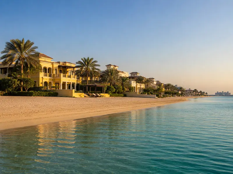 Private beach and luxury frond villas on Palm Jumeirah